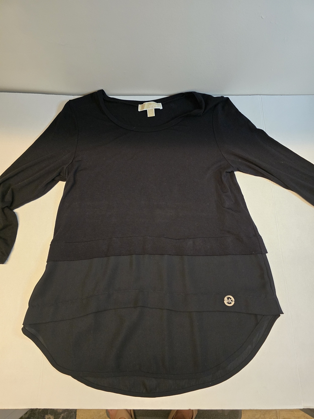 Michael Kors Black Layered Hem Long-Sleeve Top